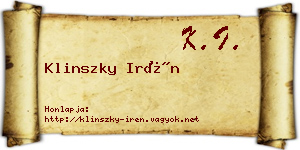 Klinszky Irén névjegykártya