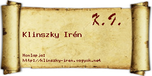 Klinszky Irén névjegykártya